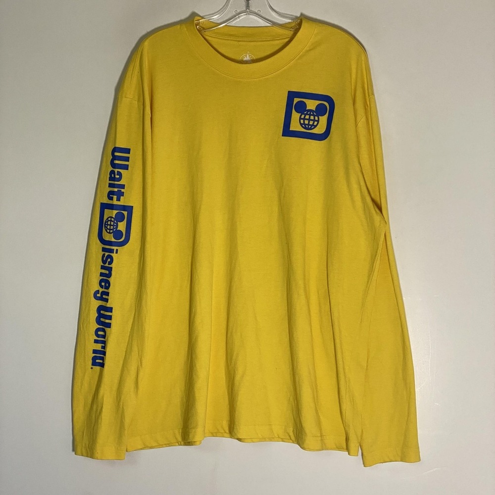 Disney Parks Shirt Mens XL Yellow Long Sleeve Walt Disney World Mickey Mouse